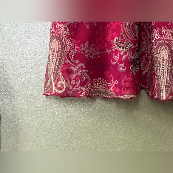 Vintage Romantic Red Paisley Chiffon Midi Dress - Picture 4 of 6